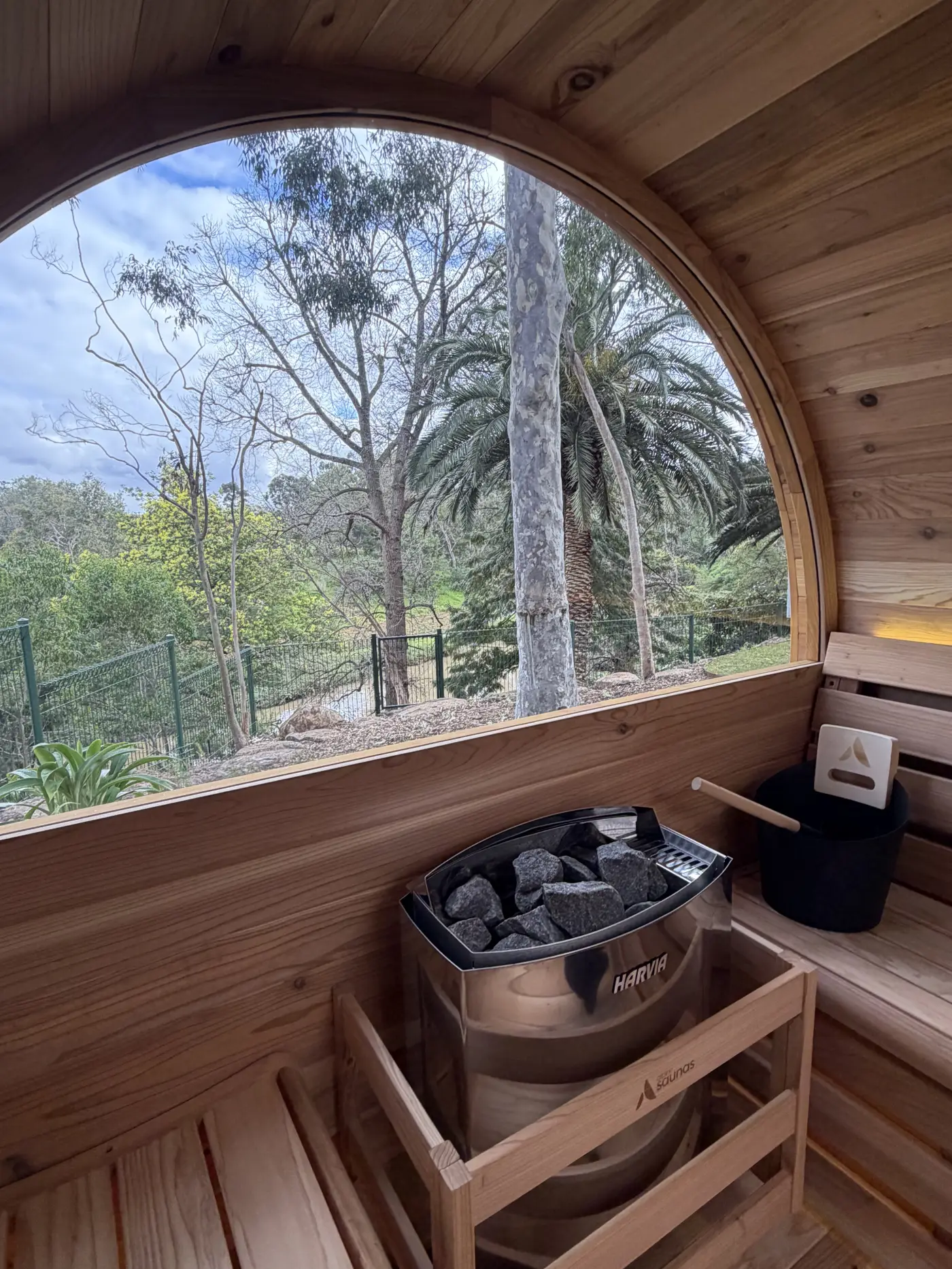 Cedar sauna wired and connected by Pender Electrical